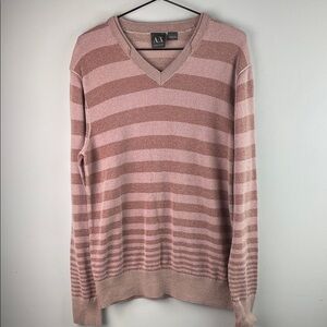 A/X Armani Exchange Men's Striped V-Neck Sweater Size L